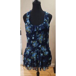 Abercrombie Sleeveless Ruffled Floral Mini Dress S Cottage Y2K Boho